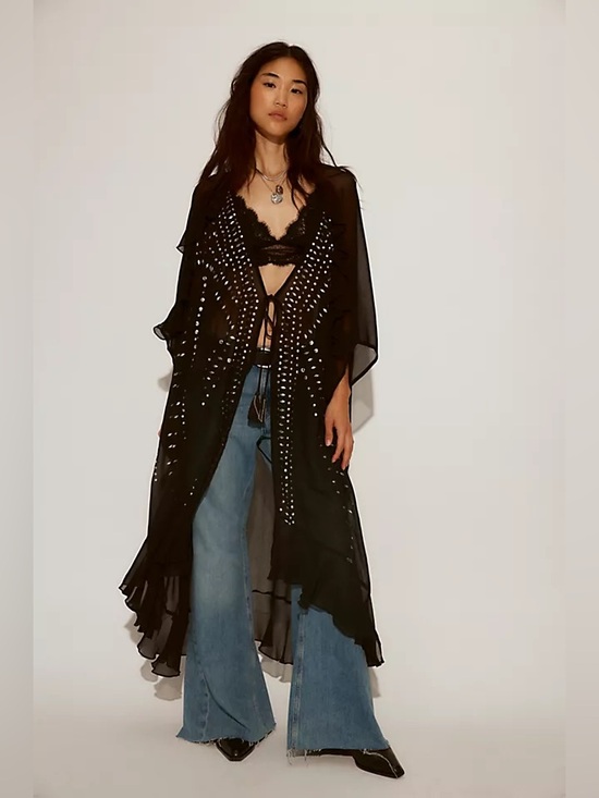 Free People Tops - 1281. FREE PEOPLE So Billie Studded Duster in Black One Size NWOT $148